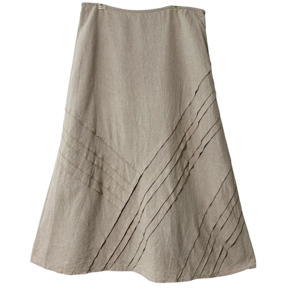 Tweeds Dresses & Skirts - Linen 36” Waist Khaki Maxi Skirt Fully Lined Side Zip Neutral NormCore Size 16